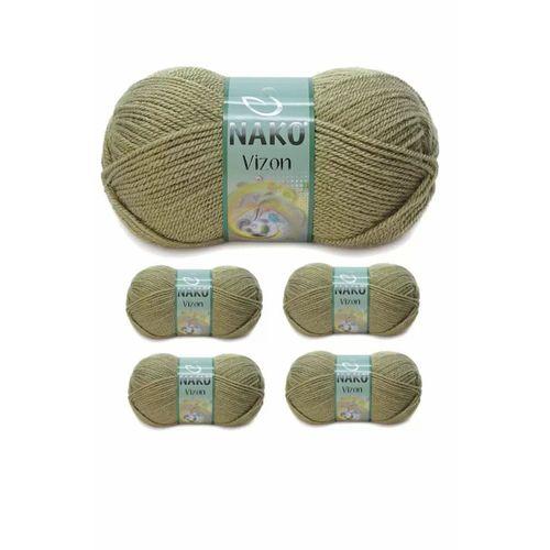 5 Adet Vizon Premium Akrilik El Örgü İpi Yünü Renk No:268 Asker Yeşil