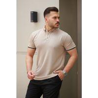 Erkek Düğmeli Yaka Waffle Kumaş Kısa Kollu Tişört