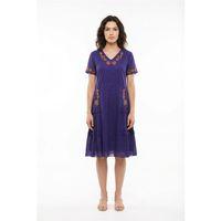 Kısa Kol Belgin V Yaka Yazlık Vual Elbise Mor Mor