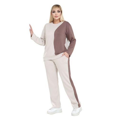 Melsay Butik Ekru Taba Renk Bloklu Modal Kadın Eşofman Takımı