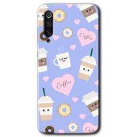 MRCİLETİSİM Xiaomi Mi 9 Kılıf HD Desen Baskılı Arka Kapak+Temperli Cam - Coffee Cake