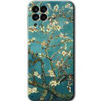 MRCİLETİSİM Samsung Galaxy M33 Kılıf Baskılı Kapak - Almond Blossom + 5D Tam Kaplayan Cam