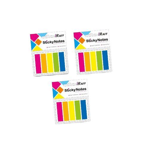 RAFF YAPIŞKANLI NOT KAĞIDI 5 Renk ( 15 mm * 75 mm) NEON RENKLER ( 3 Adet )