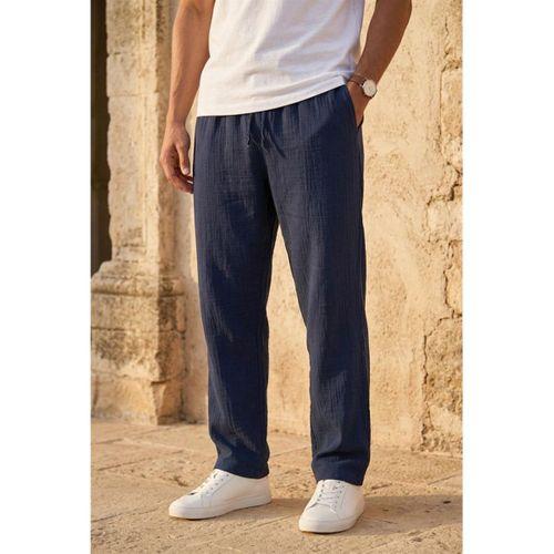 Hafif ve Rahat Müslin Baggy Erkek Pantolon - Lacivert