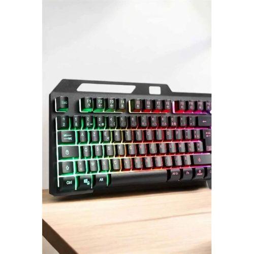 Led Işıklı  Klavye Usb Girişli Rgb Işıklı Q Klavye Mouse Hediyeli