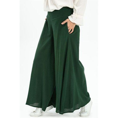 Şile Bezi Bol Paça Yazlık Pantolon Yeşil Ysl