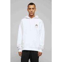 Kedi Sevimli Göğüs Baskılı Beyaz Erkek Kapşonlu Sweatshirt