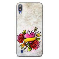 Lopard Samsung Galaxy M10 Uyumlu Kılıf Tattoo's (12) Koruyucu Silikon Gri Pembe
