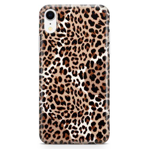 Apple iPhone XR Kılıf Beyazlı Leopar Arka Kapak Koruma Desenli Full Koruyucu