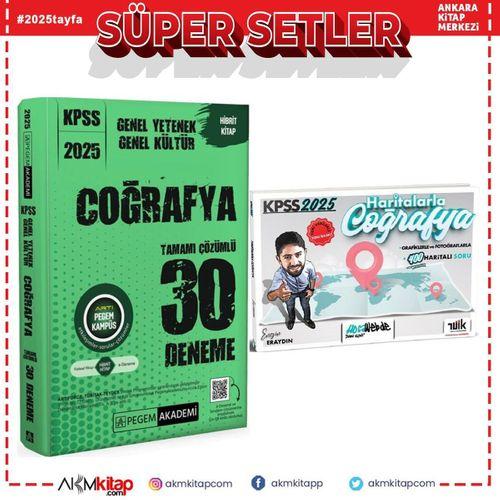 Pegem KPSS Coğrafya Deneme ve Hocawebde Haritalarla Coğrafya Seti 2 Kitap