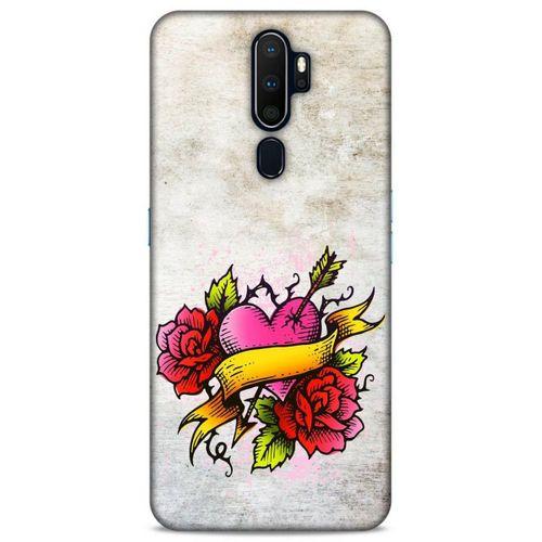 Lopard Oppo A5 2020 Uyumlu Kılıf Tattoo's (12) Koruyucu Silikon Gri Pembe