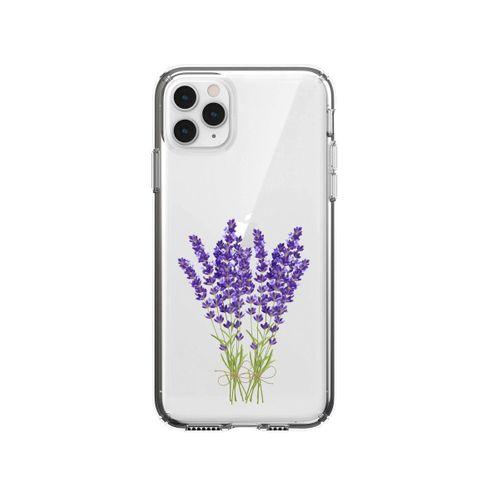 iPhone 11 Pro Max Mor Çiçek Desenli Premium Şeffaf Silikon Kılıf