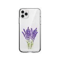 iPhone 11 Pro Max Mor Çiçek Desenli Premium Şeffaf Silikon Kılıf