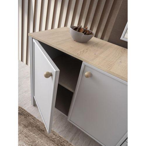 Yakamoz Sis Gri Çekmeceli Dolaplı Aynasız Büfe Konsol 185x48x82cm