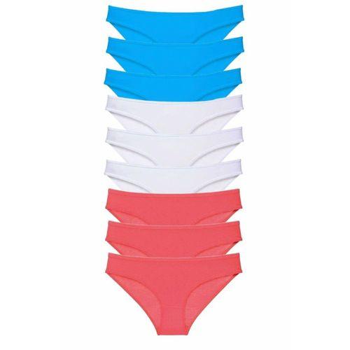 9 adet Süper Eko Set Likralı Kadın Slip Külot Fuşya Beyaz Mavi