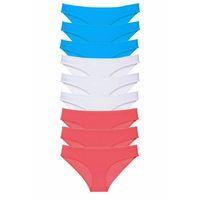 9 adet Süper Eko Set Likralı Kadın Slip Külot Fuşya Beyaz Mavi