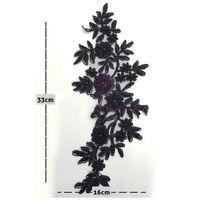 Siyah Boncuk İşlemeli Parça Güpür Dantel