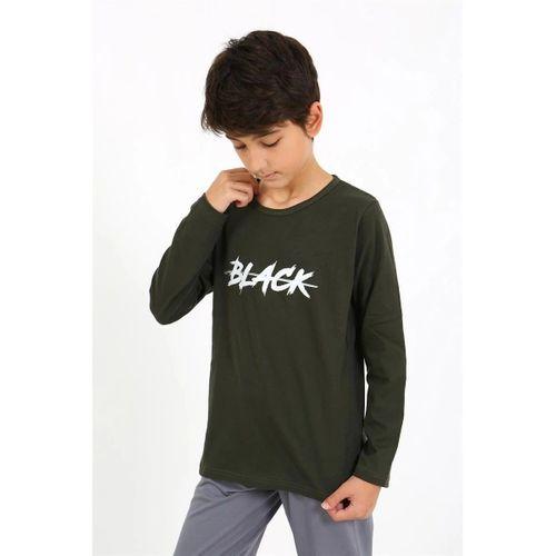 Erkek Çocuk Uzun Kol Penye Pijama Takım Haki