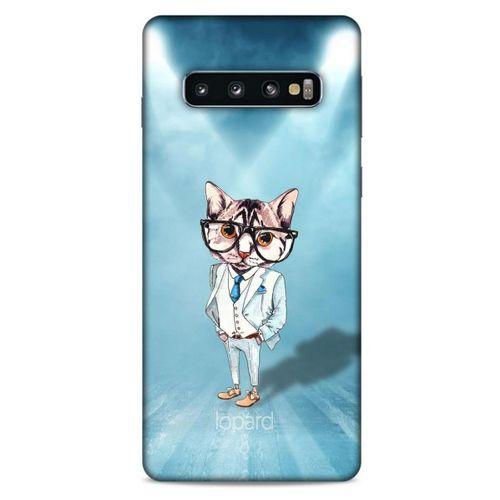 Samsung Galaxy S10 Kılıf FunnyMaX (40) Fit Silikon Kılıf Açık Mavi Kedi