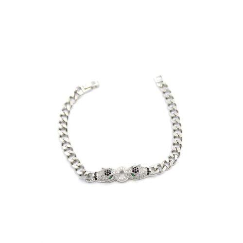 Zirkon Taşlı Leopar Bileklik - Gümüş