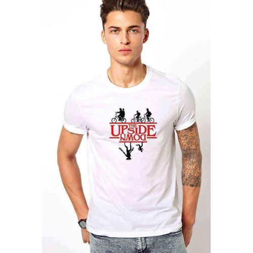 Stranger Things The Upside Down Baskılı Beyaz Erkek Tshirt