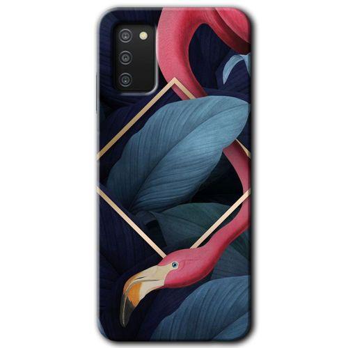 Galaxy A03s Kılıf HD Desen Baskılı Arka Kapak - Flamingo Yaprak + Kırılmaz Cam