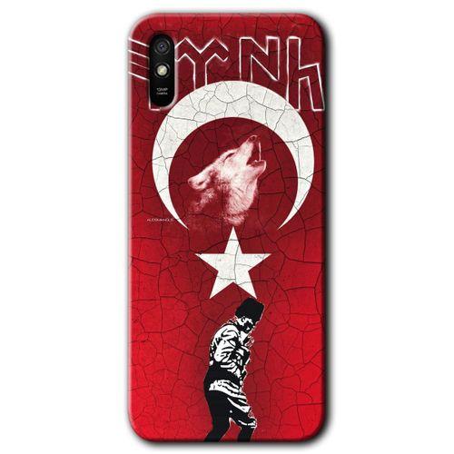 Potkal Hediye Fabrikası Xiaomi Redmi 9A Kılıf HD Desen Baskılı Arka Kapak - Bozkurt Atam