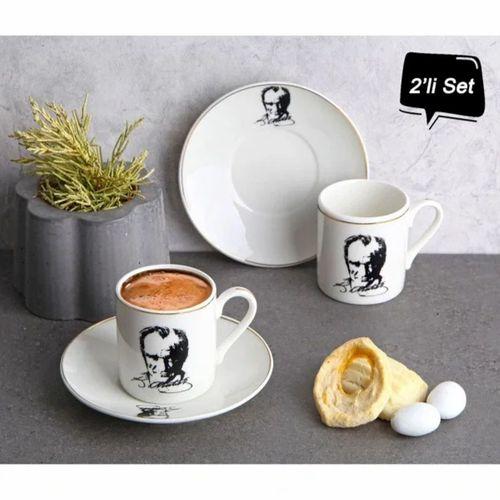Atatürk Tasarımlı Porselen 2'li Kahve Seti