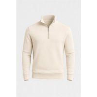 Lars Selanik Örme Kumaş Yarım Fermuar Erkek Sweatshirt - Taş