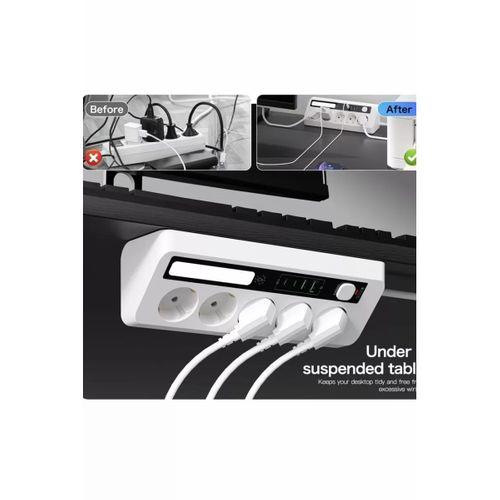 5’li Akım Korumalı Priz 2500w | 2 Usb + 2 Type-c Hızlı Şarj | Led Gece Lambalı | Dokunmatik Beyaz