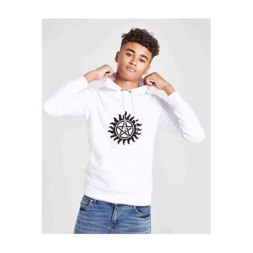 Super NaturelBaskılı Unisex Çocuk Kapüşonlu Beyaz Sweatshirt