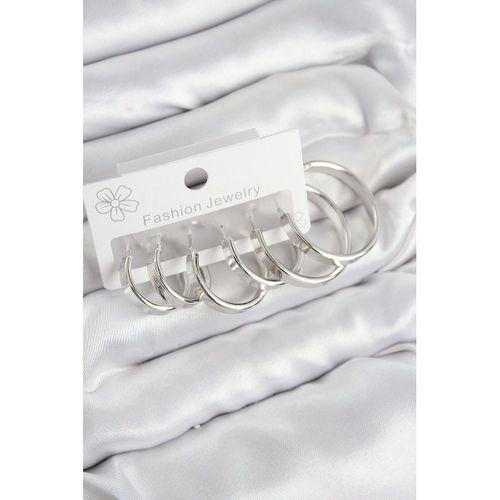 Pirinç Halka Model Gümüş Renk Kadın Set Küpe