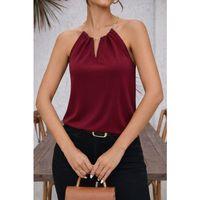 Kadın Omuzlardan Açık Zincir Halka Detaylı Sandy Bluz