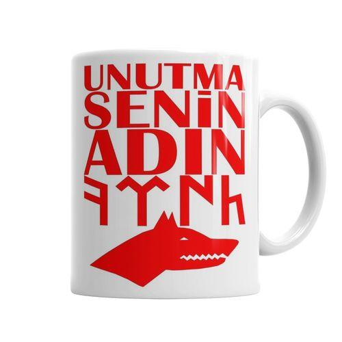 Senin Adın Türk Göktürk Kurt Kupa Bardak Porselen
