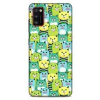 Lopard Samsung Galaxy A41 Uyumlu Kılıf Kediler (37) Silicone Cover Mavi Sarı