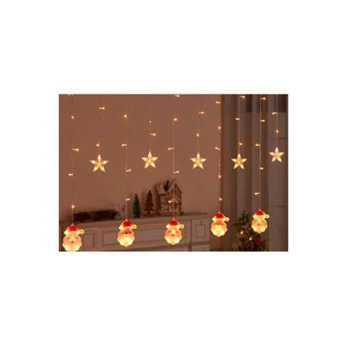 5 Yıldız 5 Noel Baba Figürlü Sarkıt Led Işık 3 Metre Sarkıt Led Işık