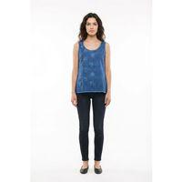 Kolsuz Devin Papatya Desenli Yazlık Poplin Bluz İndigo indg