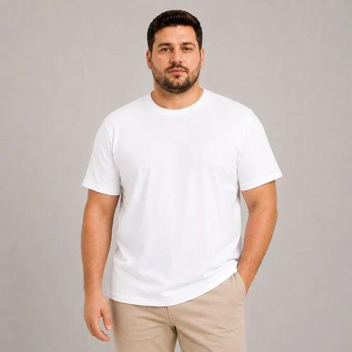 Erkek Battal Big Size Basic Tişört Bisiklet Yaka Rahat Kalıp T-Shirt - Beyaz