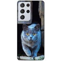 Lopard Samsung Galaxy S21 Ultra Uyumlu Kılıf Kediler (48) Bumper Kılıf Duman