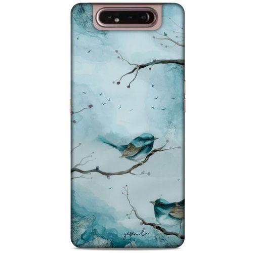Y.Liva-2020 (Mavi Kuş) Samsung Galaxy A80 Kılıf Silikon Kapak Desenli