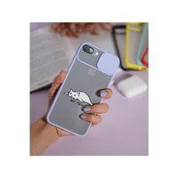 iPhone 8 Plus Not Today Desenli Kamera Korumalı Lila Telefon Kılıfı