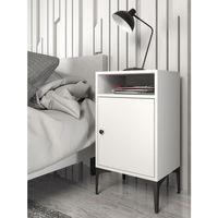 Wood'n Love Vio Metal Ayaklı Minifiks Bağlantı, Dolaplı Komodin - Beyaz / Siyah