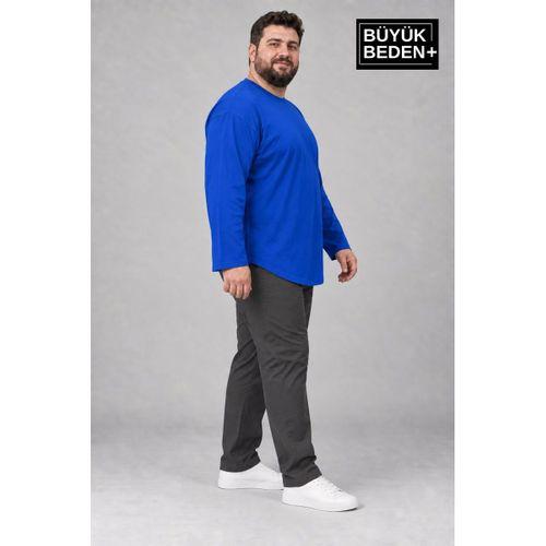 Erkek Büyük Beden Bisiklet Yaka Süprem İnce Uzun Kollu Oval Etek Tişört SPR26BTS943