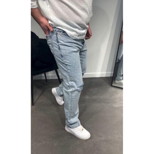 Erkek Dizi Yırtık Detaylı Kar Yıkama Baggy Jeans