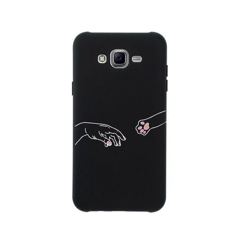 Samsung J7 2015 Hand And Paw Premium Silikonlu Siyah Telefon Kılıfı