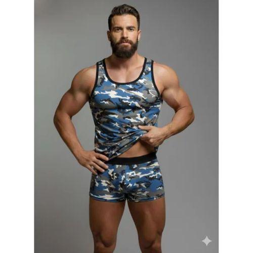 Erkek Kamuflaj Tank Top Boxer İç Çamaşır Takımı