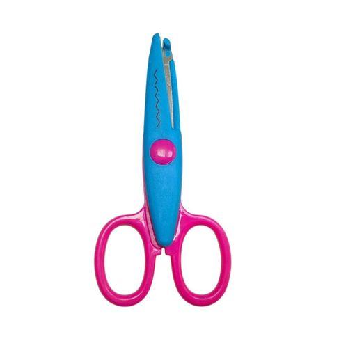 LINEA ŞEKİLLİ KESEN ÇİFT RENKLİ OKUL MAKASI ( Pembe-Mavi )