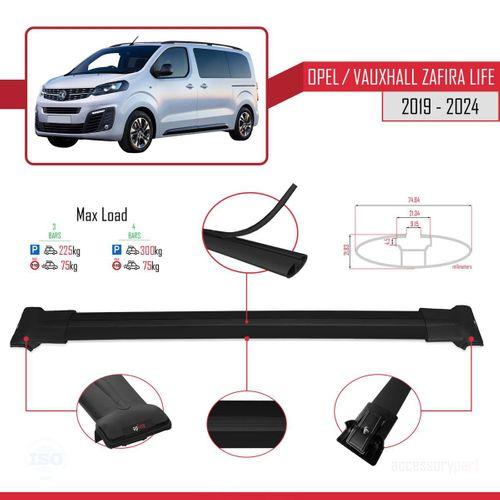 Opel / Vauxhall Zafira Life 2019 ve Sonrası ile uyumlu FLY Model Ara Atkı Tavan Barı SİYAH 3 ADET