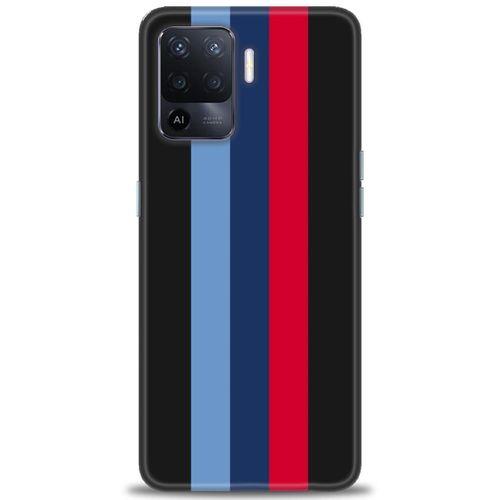 Oppo Reno 5 Lite Kılıf HD Baskılı Kılıf - Bordo Çubuk + Tam Ekran Koruyucu