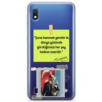 Samsung Galaxy A10 Kılıf Atatürk Caps Kadın Arka Kapak Koruma Desenli Full Koruyucu